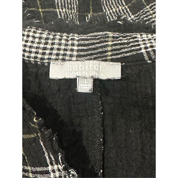 Habitat Cozy Patterned Raw Edge Gauzy Cotton Plaid Tunic Sz.L - Picture 7 of 7